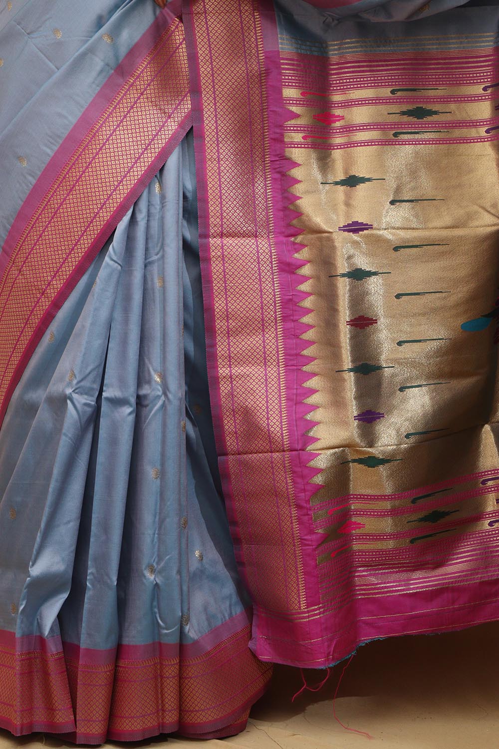 Elegant Blue Paithani Silk Peacock Design Saree - Luxurion World