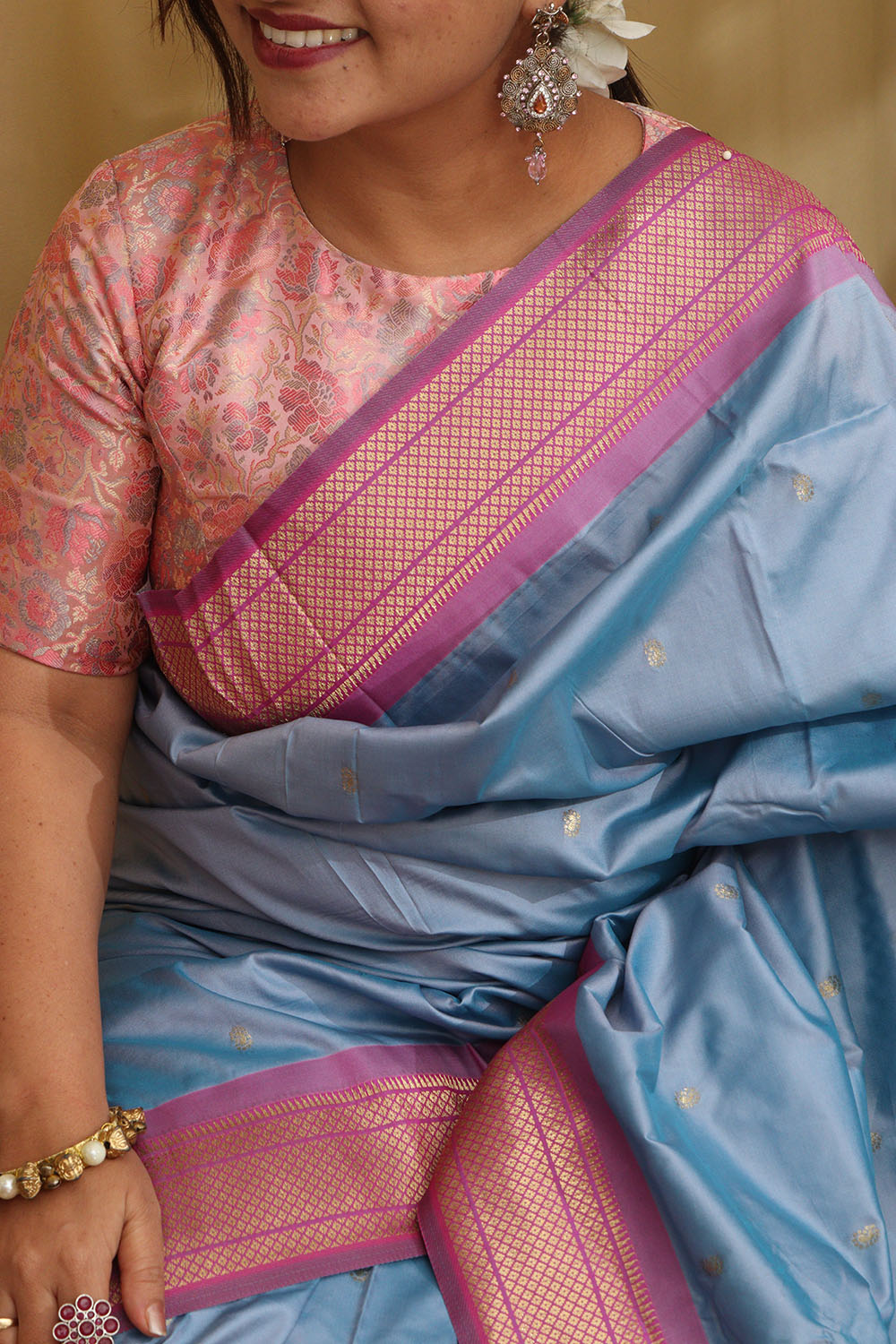 Elegant Blue Paithani Silk Peacock Design Saree - Luxurion World