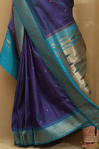 Elegant Blue Paithani Silk Peacock Design Saree - Luxurion World