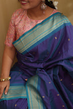 Elegant Blue Paithani Silk Peacock Design Saree - Luxurion World