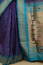 Elegant Blue Paithani Silk Peacock Design Saree - Luxurion World