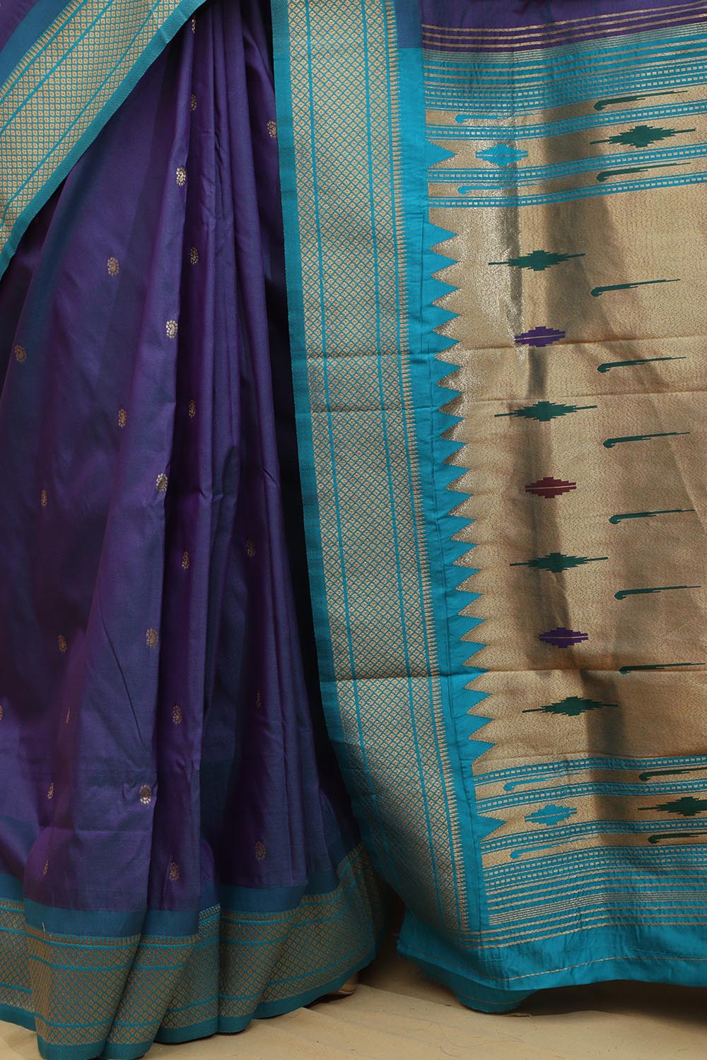 Elegant Blue Paithani Silk Peacock Design Saree - Luxurion World
