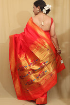 Exquisite Red Paithani Silk Peacock Design Saree - Luxurion World