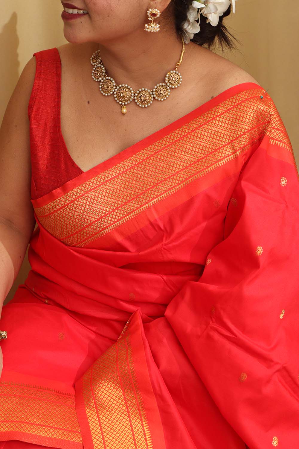 Exquisite Red Paithani Silk Peacock Design Saree - Luxurion World