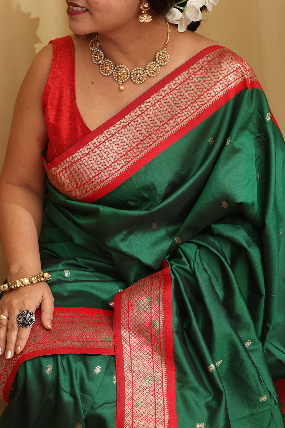 Stunning Green Paithani Silk Peacock Design Saree - Luxurion World