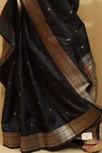 Exquisite Black Paithani Silk Peacock Design Saree - Luxurion World