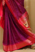 Elegant Design - Purple Paithani Silk Peacock Design Saree - Luxurion World