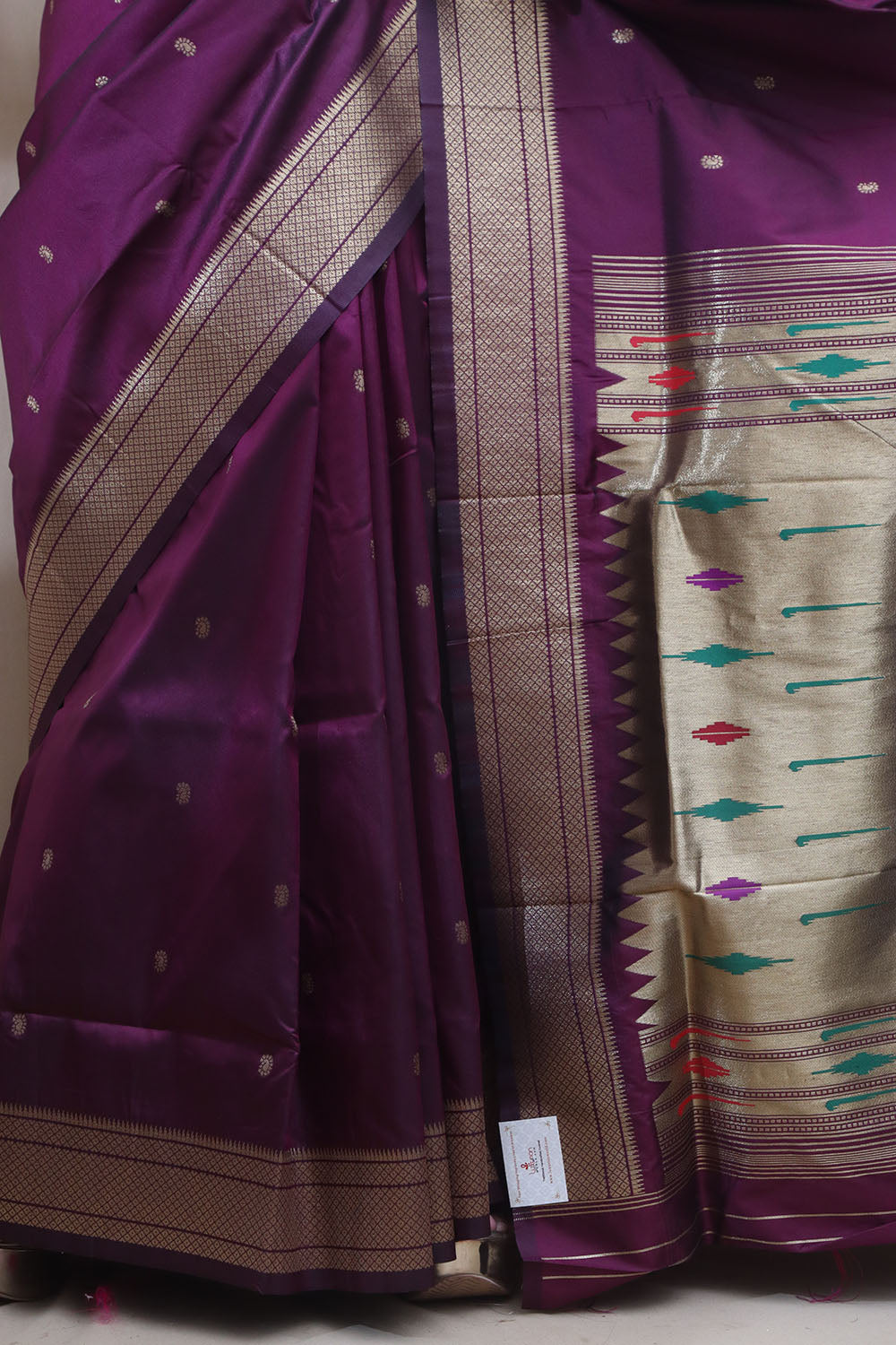 Elegant Design - Purple Paithani Silk Peacock Design Saree - Luxurion World