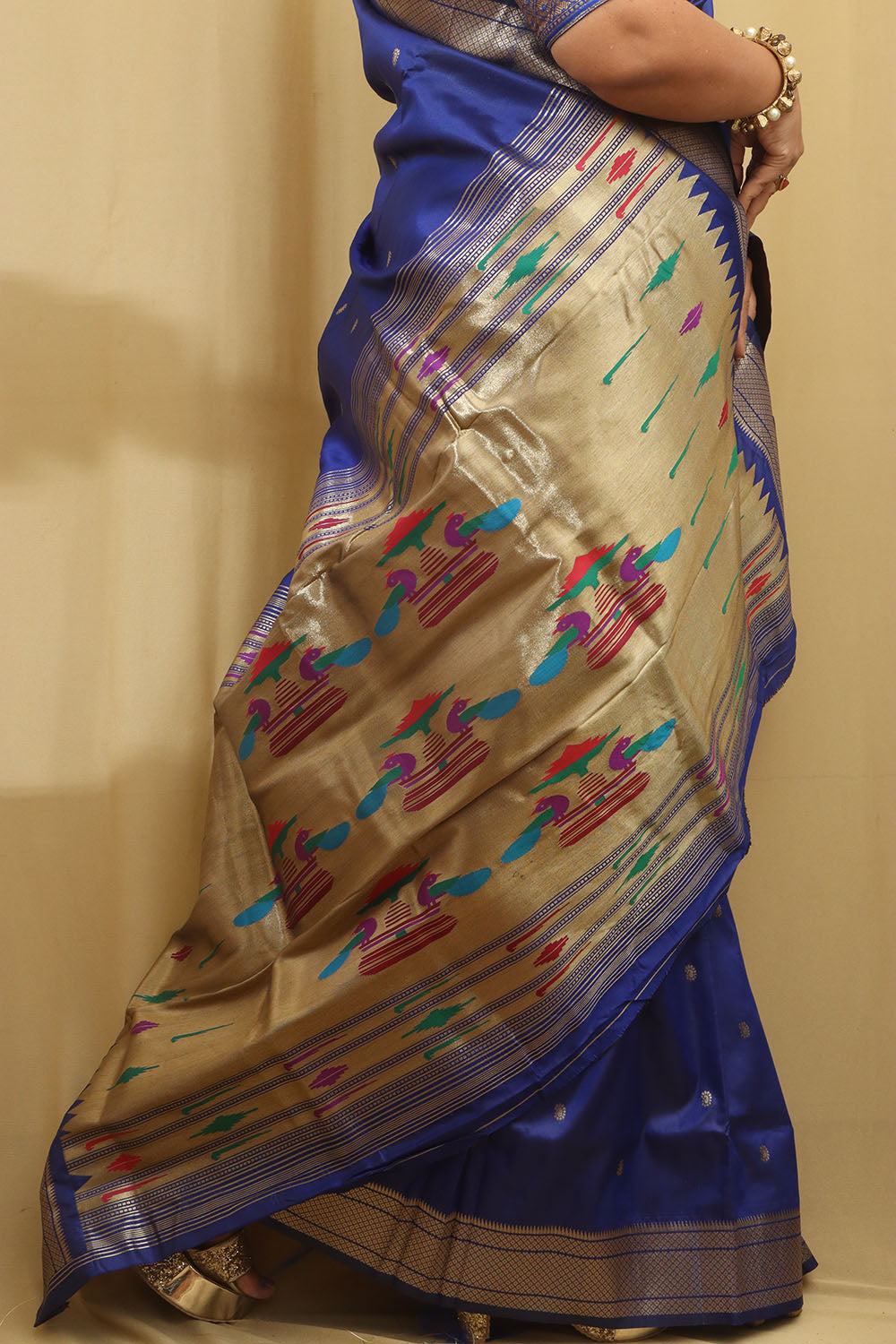 Elegant Blue Paithani Silk Peacock Design Saree - Luxurion World