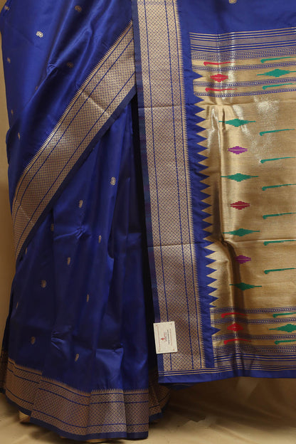 Elegant Blue Paithani Silk Peacock Design Saree - Luxurion World