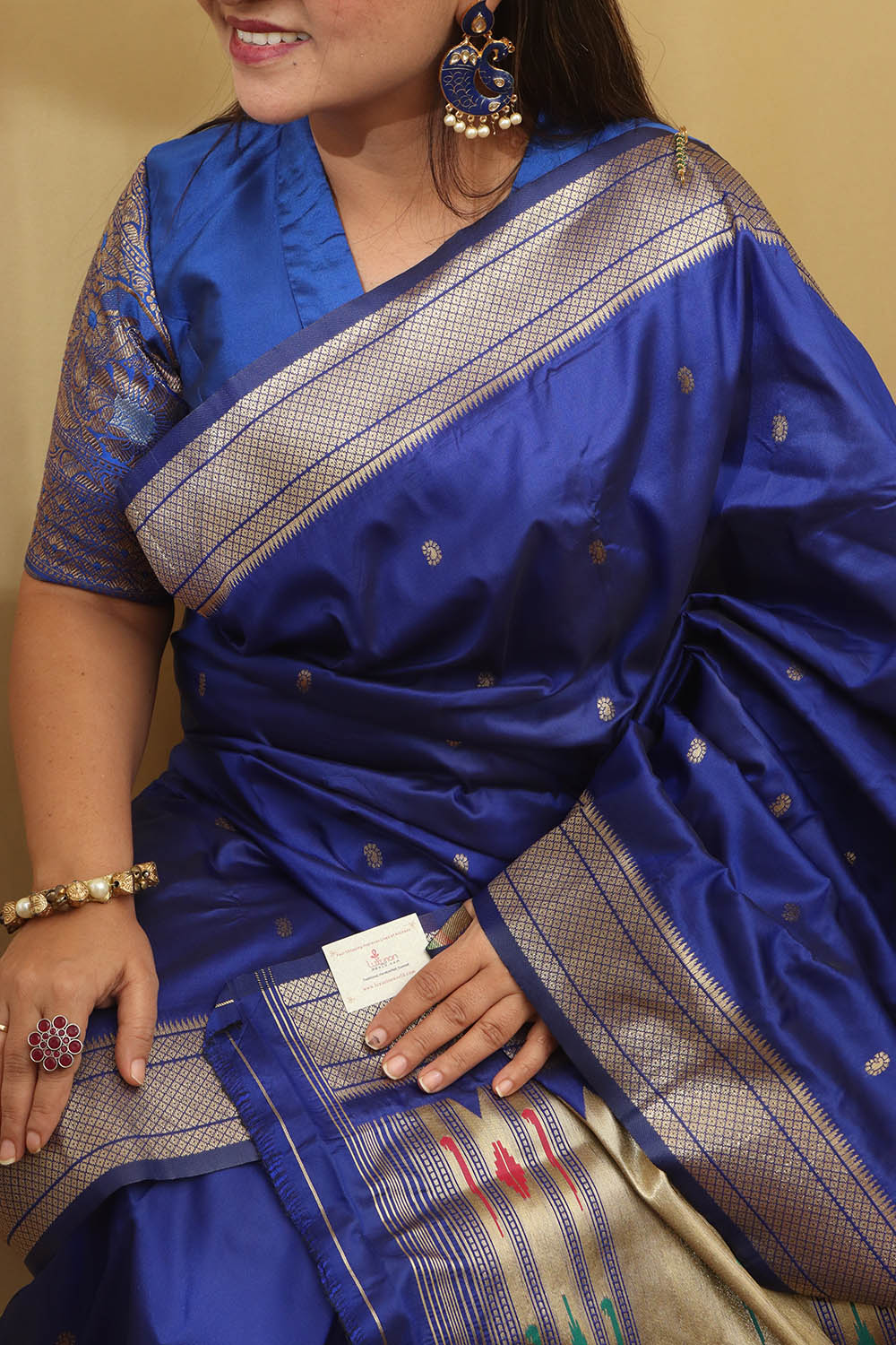Elegant Blue Paithani Silk Peacock Design Saree - Luxurion World