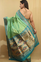 Stunning Green Paithani Silk Peacock Design Saree - Luxurion World