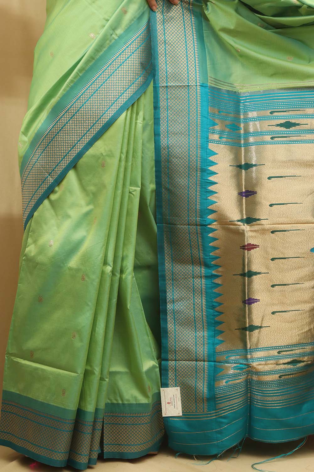 Stunning Green Paithani Silk Peacock Design Saree - Luxurion World