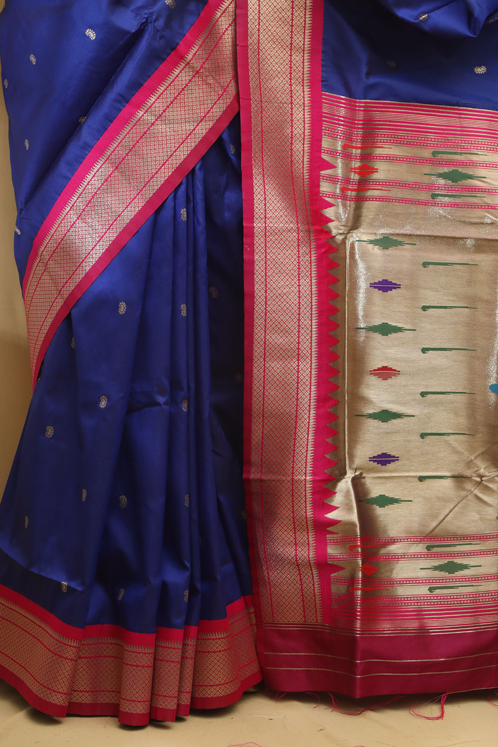 Elegant Blue Paithani Silk Peacock Design Saree - Luxurion World