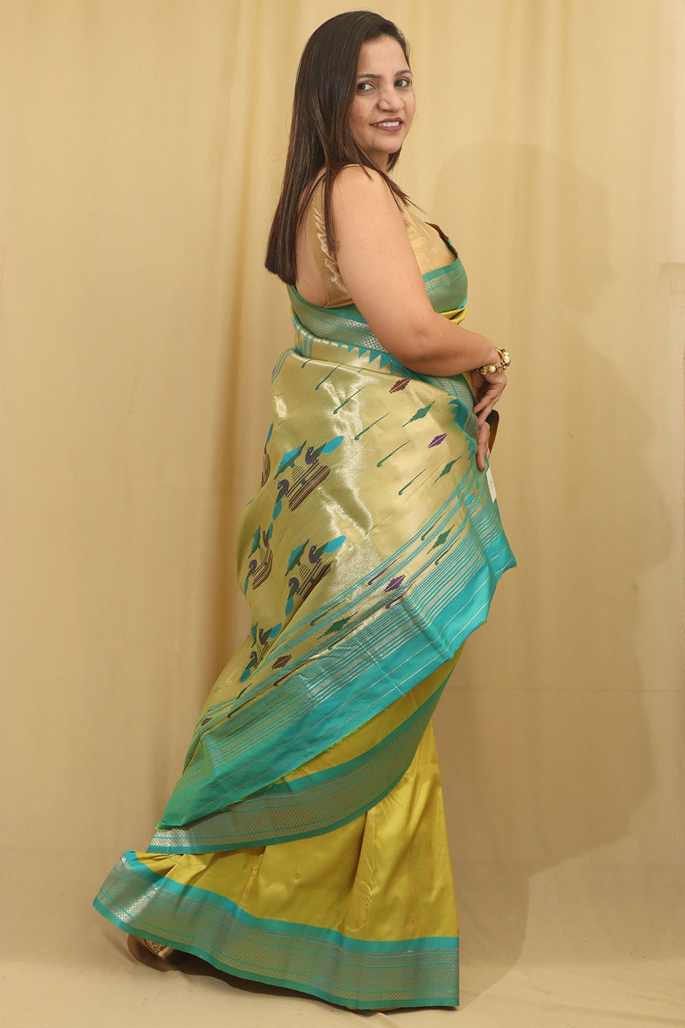 Elegant Green Paithani Silk Peacock Design Saree - Luxurion World