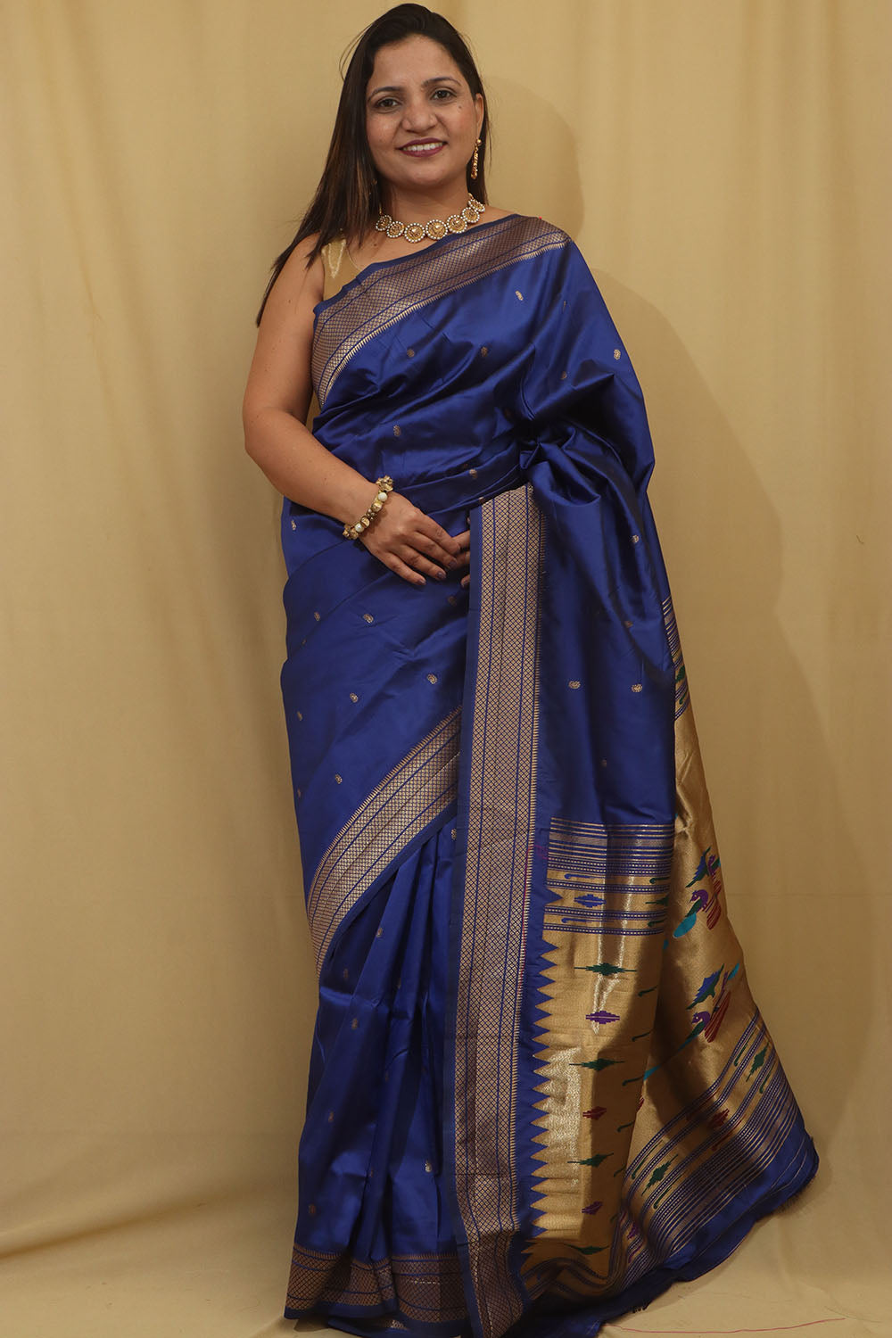 Exquisite Blue Paithani Silk Peacock Design Saree - Luxurion World