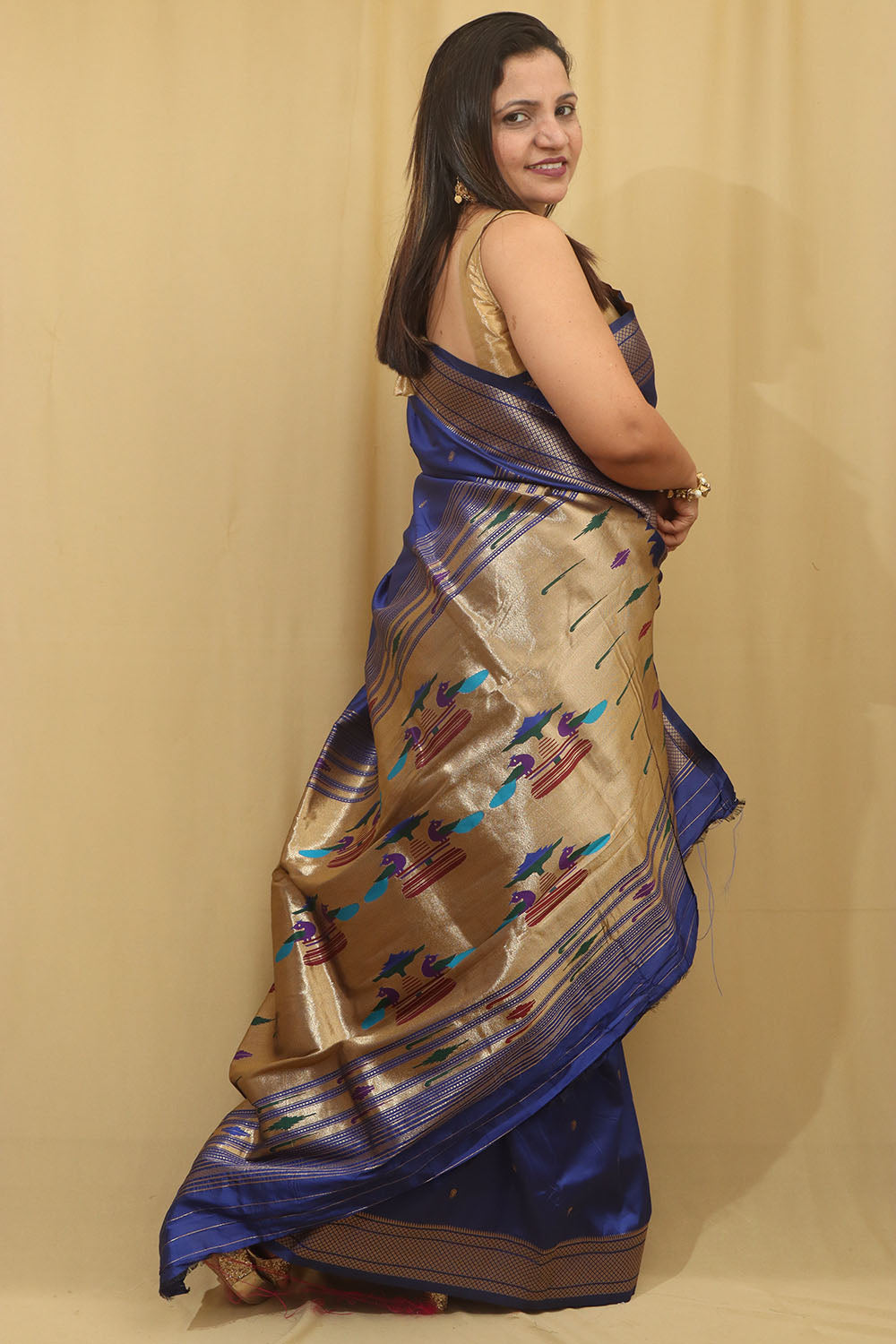 Exquisite Blue Paithani Silk Peacock Design Saree - Luxurion World