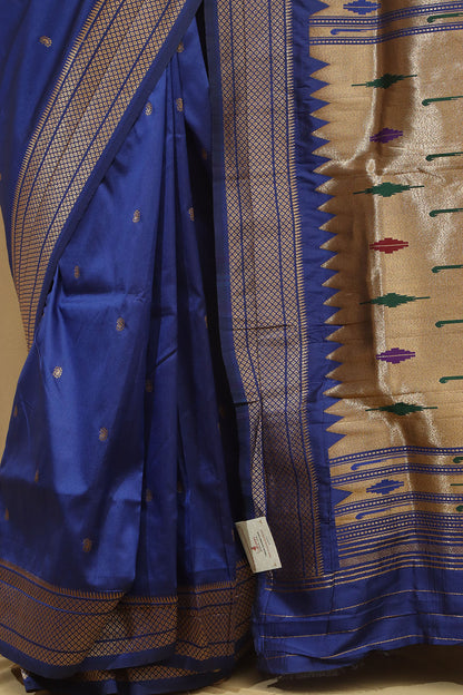 Exquisite Blue Paithani Silk Peacock Design Saree - Luxurion World