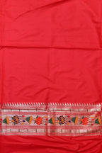 Red Silk Paithani Flower Design Saree - Luxurion World