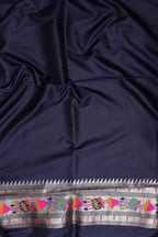 Elegant Blue Silk Paithani Flower Design Saree - Luxurion World