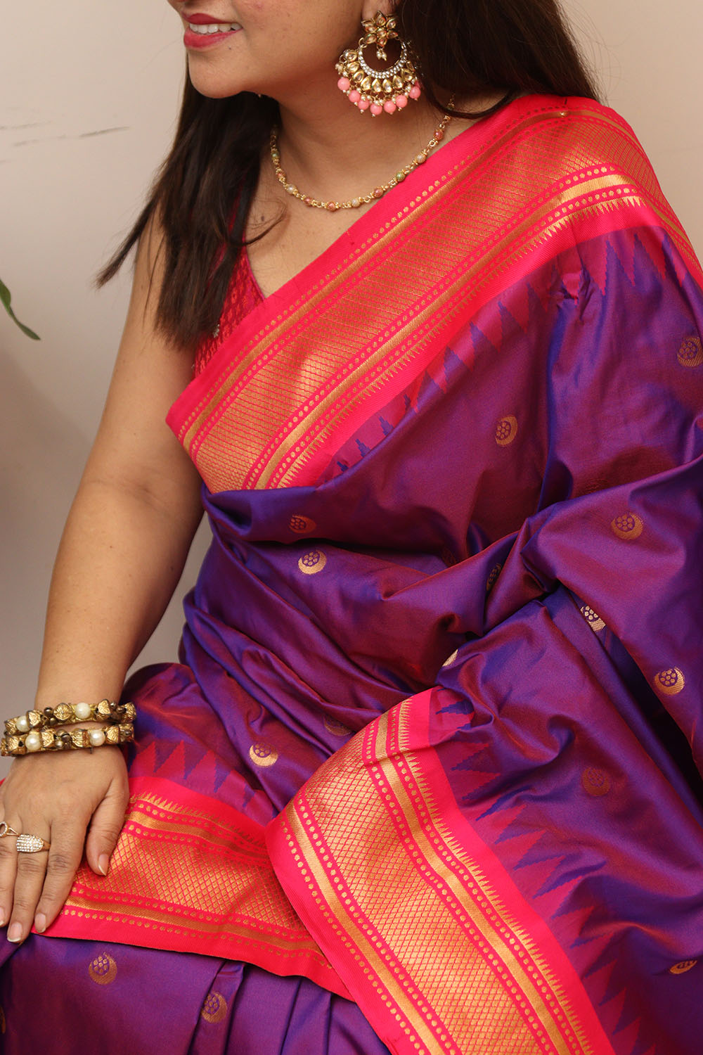 Elegant Purple Paithani Silk Peacock Design Saree - Luxurion World