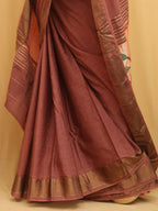Pink Handloom Paithani Pure Cotton Parrot And Floral Design Saree - Luxurion World
