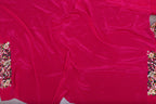 Beautiful Pink Hand Embroidered Parsi Gara Crepe Floral Design Saree - Luxurion World