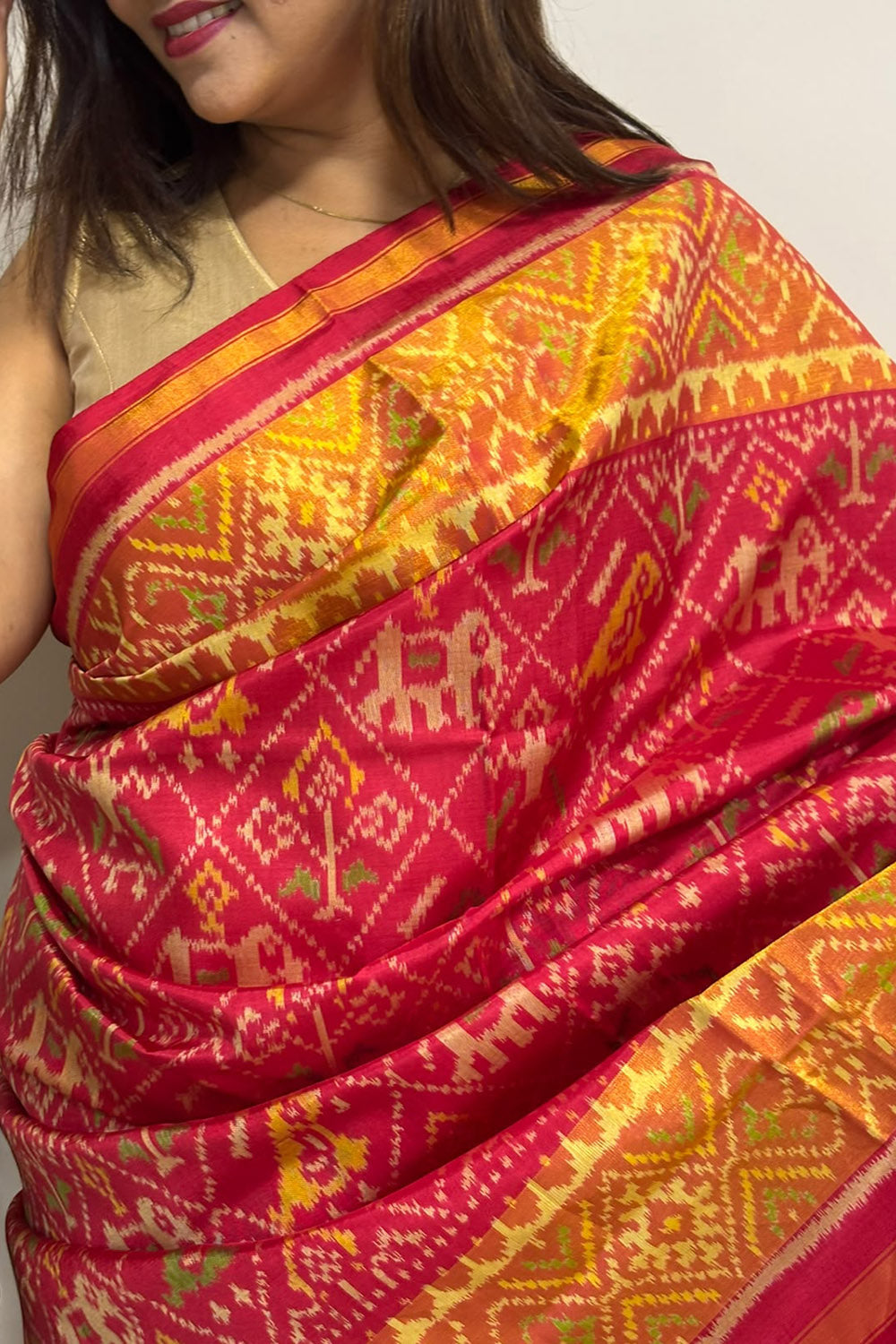 Pink Red Pure Silk Patola Single Ikat Saree IS1P3AM226092501