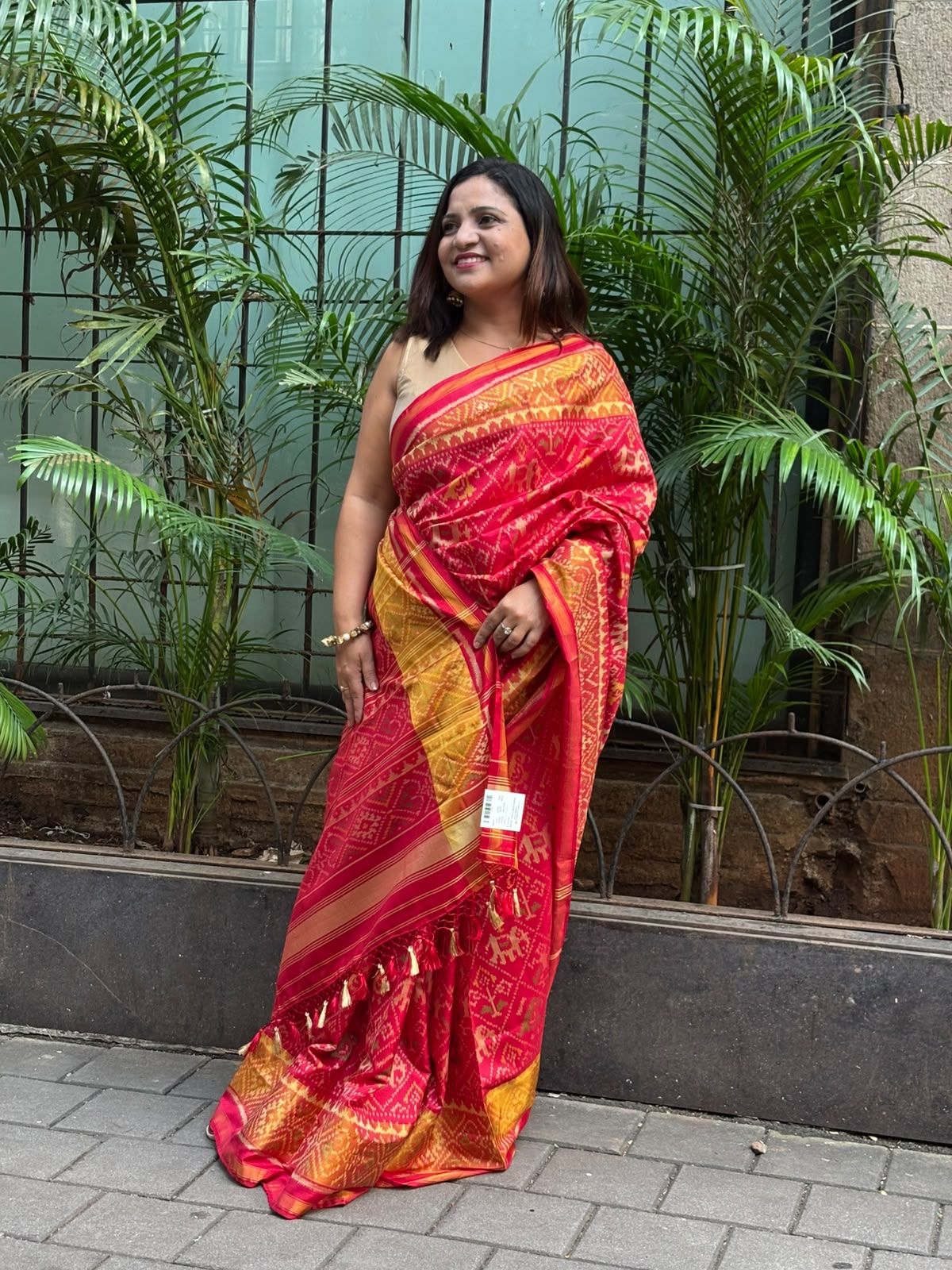 Pink Red Pure Silk Patola Single Ikat Saree IS1P3AM226092501