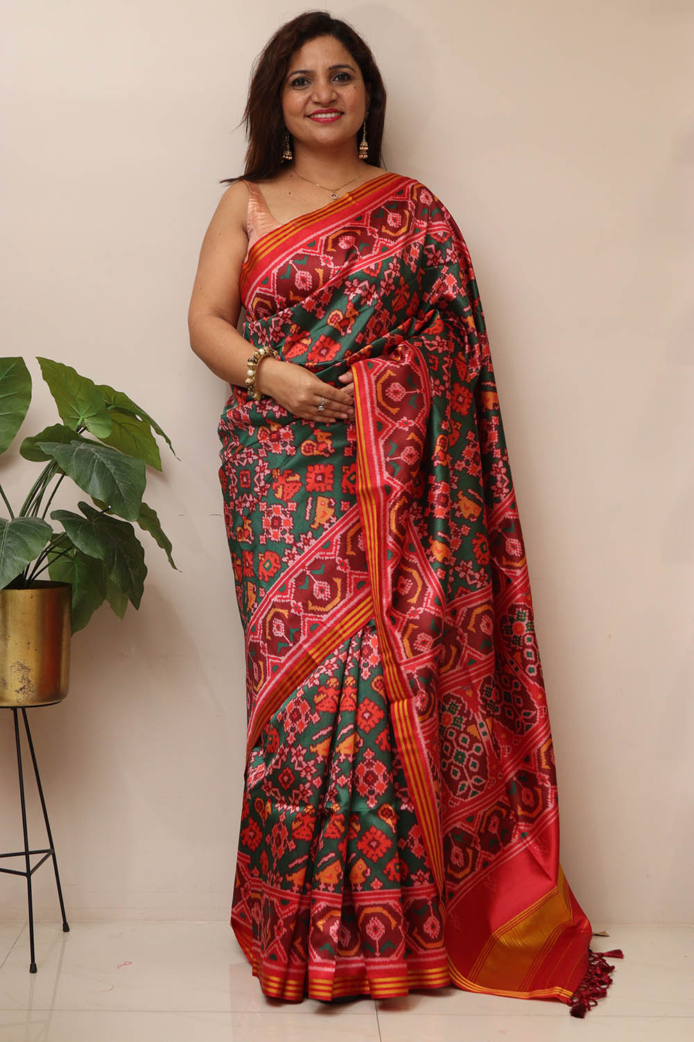 Multicolor Digital Printed Patola Design Silk Saree - Luxurion World