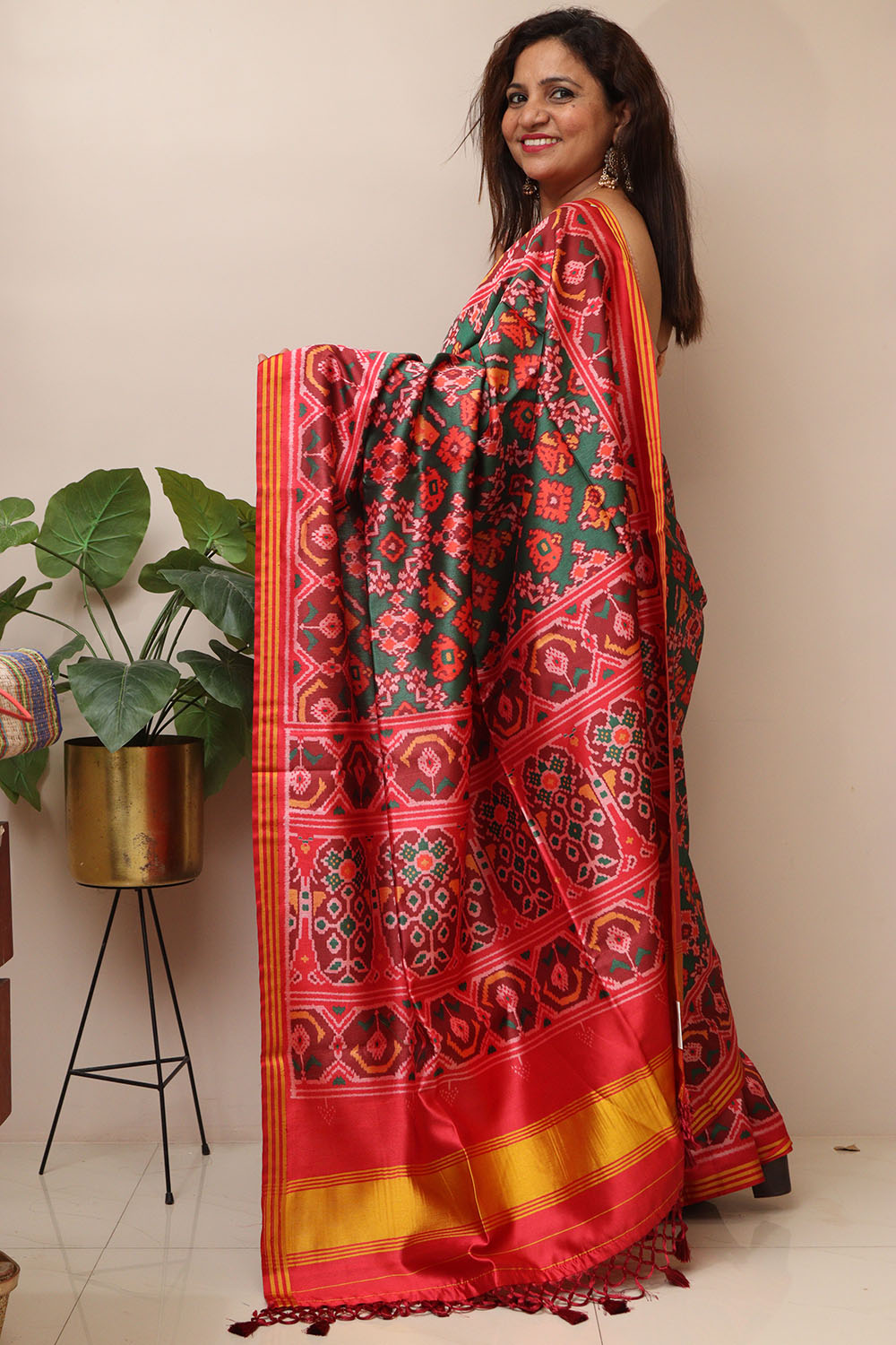 Multicolor Digital Printed Patola Design Silk Saree - Luxurion World