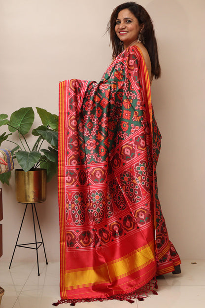 Multicolor Digital Printed Patola Design Silk Saree - Luxurion World