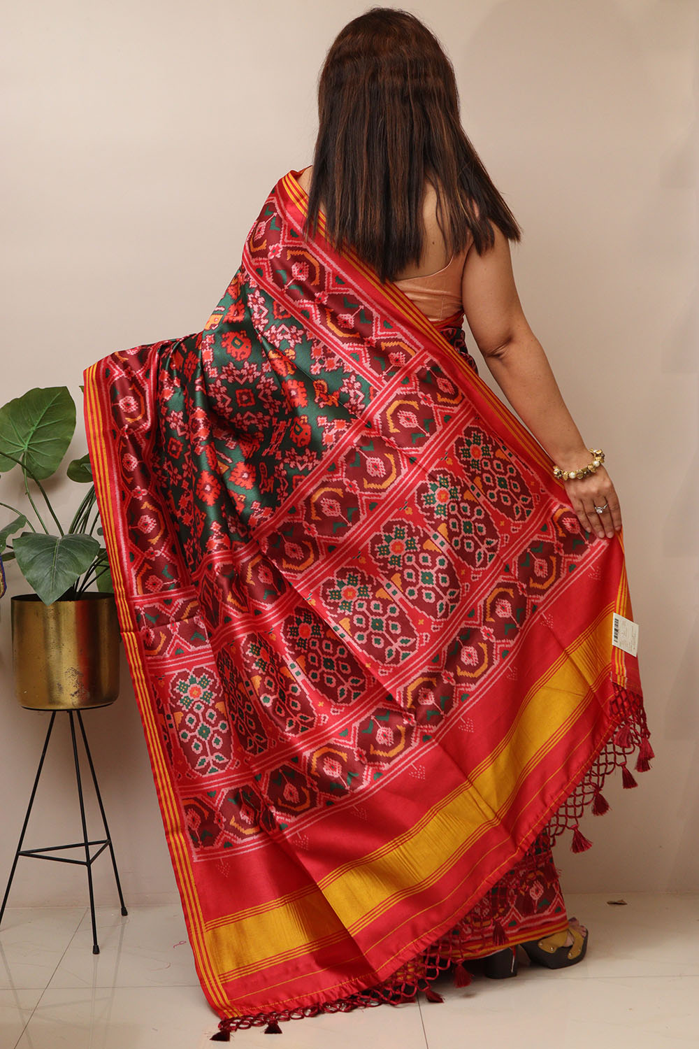 Multicolor Digital Printed Patola Design Silk Saree - Luxurion World