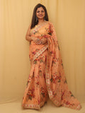 Orange Trendy Digital Printed Organza Saree - Luxurion World