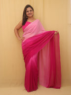 Pink Shaded Trendy Georgette Saree - Luxurion World
