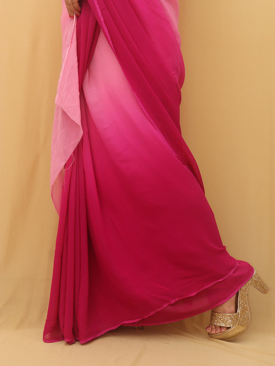Pink Shaded Trendy Georgette Saree - Luxurion World