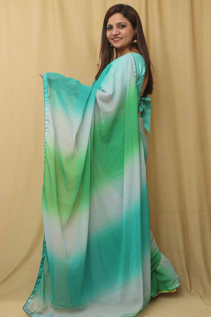 Stunning Multicolor Shaded Trendy Georgette Saree - Luxurion World