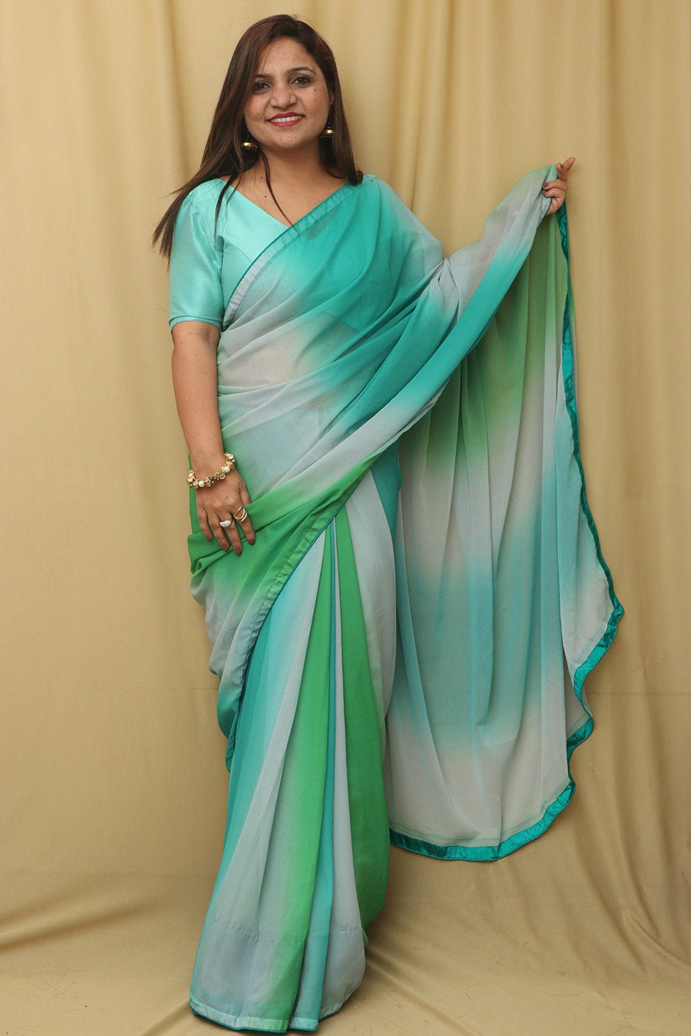 Stunning Multicolor Shaded Trendy Georgette Saree - Luxurion World