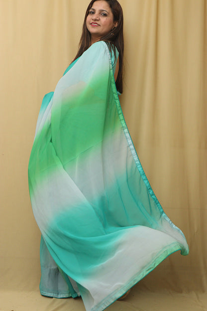 Stunning Multicolor Shaded Trendy Georgette Saree - Luxurion World