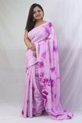 Pink Trendy Cotton Silk Tie & Dye Saree - Luxurion World