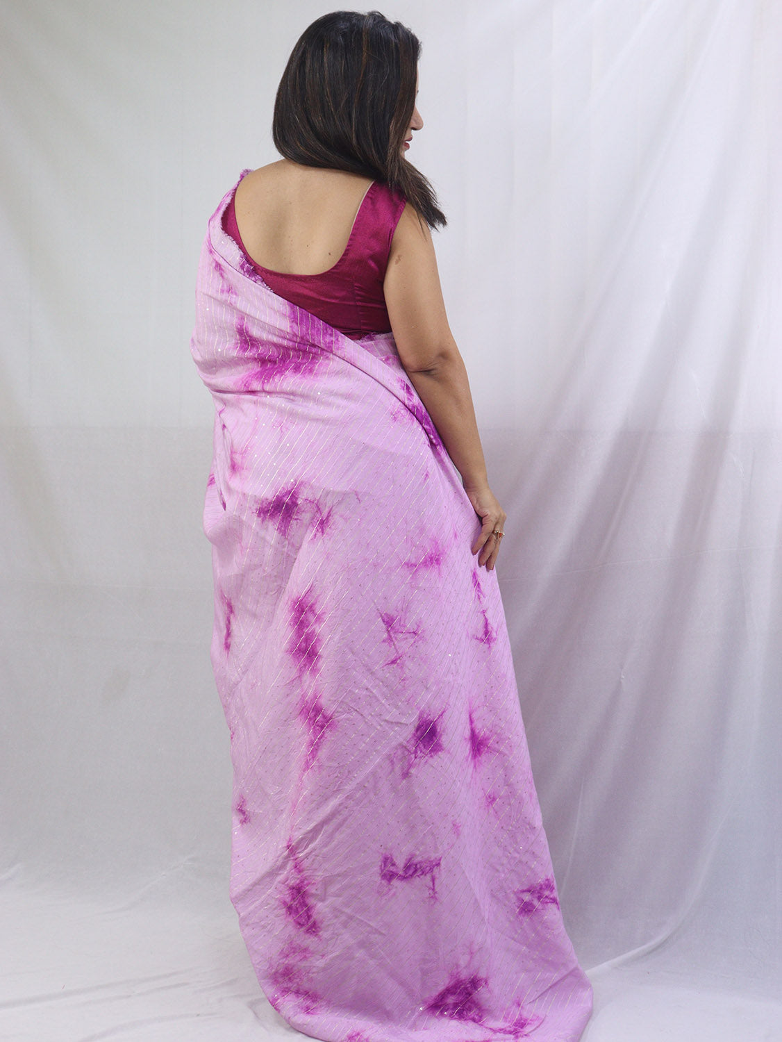 Pink Trendy Cotton Silk Tie & Dye Saree