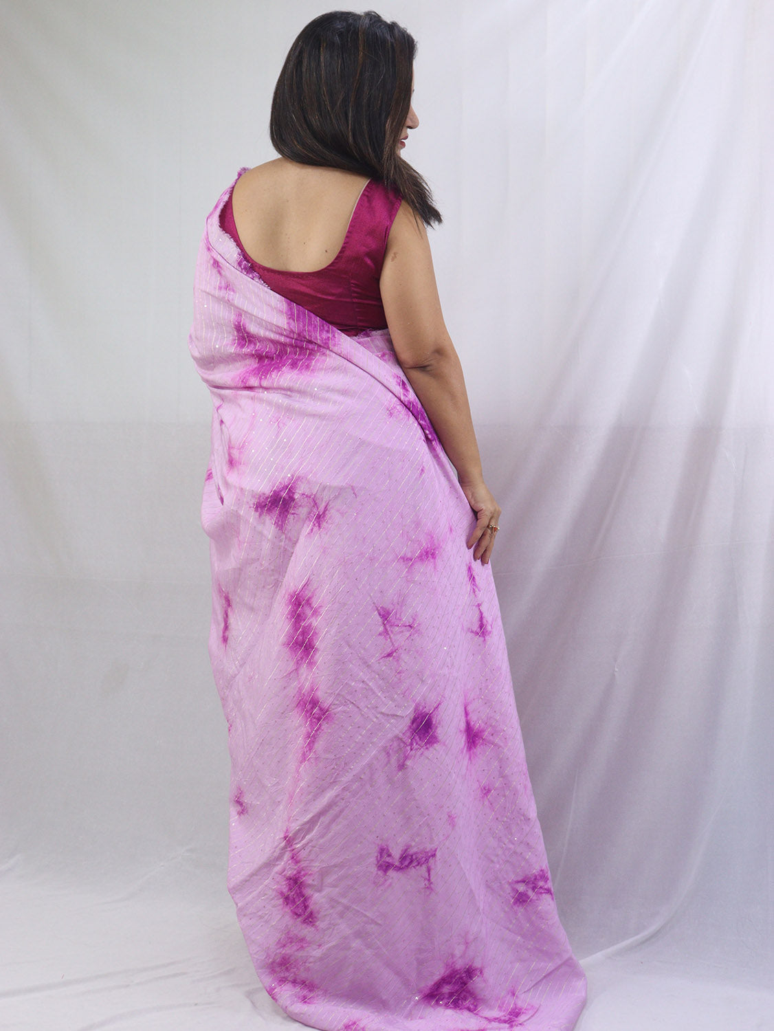 Pink Trendy Cotton Silk Tie & Dye Saree - Luxurion World