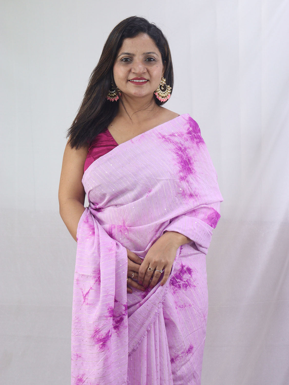 Pink Trendy Cotton Silk Tie & Dye Saree - Luxurion World