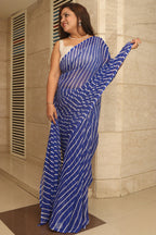 Blue Leheriya Georgette Saree - Elegant and Stylish - Luxurion World
