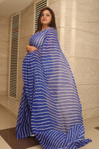 Blue Leheriya Georgette Saree - Elegant and Stylish - Luxurion World