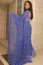 Blue Leheriya Georgette Saree - Elegant and Stylish - Luxurion World