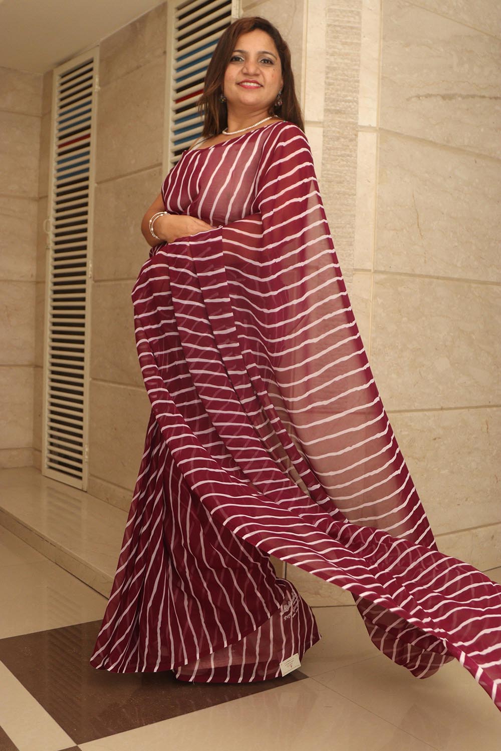 Stunning Purple Leheriya Georgette Saree - Luxurion World