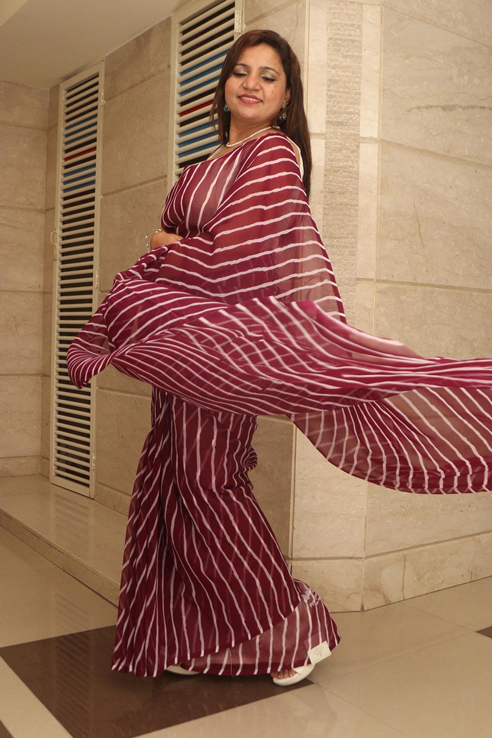 Stunning Purple Leheriya Georgette Saree - Luxurion World