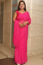 Pink Leheriya Georgette Saree: Elegant and Vibrant - Luxurion World