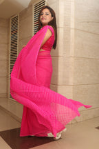 Pink Leheriya Georgette Saree: Elegant and Vibrant - Luxurion World
